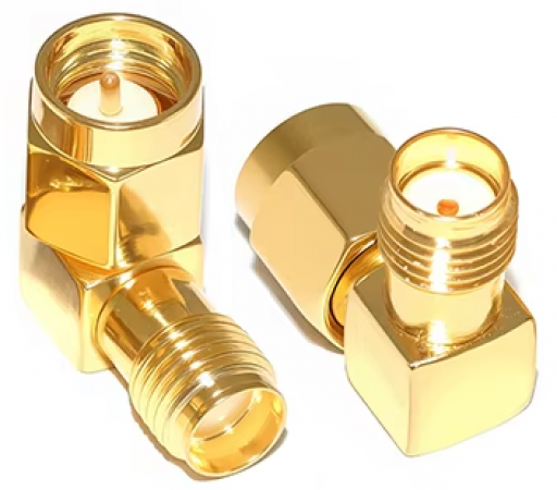 Adaptador Coaxial RF SMA M x SMA F 90º